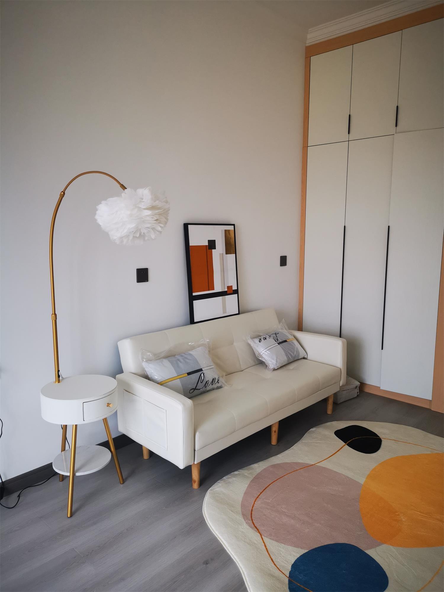 Modern Feather Floor Lamp with Storage Drawer and White Marble Base