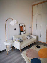 Modern Feather Floor Lamp with Storage Drawer and White Marble Base