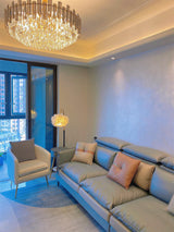 Modern Feather Floor Lamp with Storage Drawer and White Marble Base