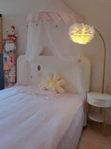 Modern Feather Floor Lamp with Storage Drawer and White Marble Base