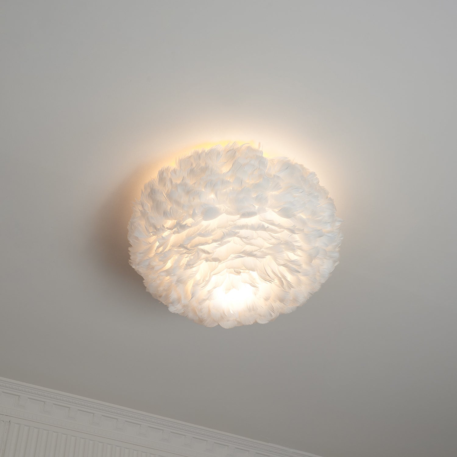Modern Goose Feather Ceiling Lamp for Bedroom and Living Room Decor