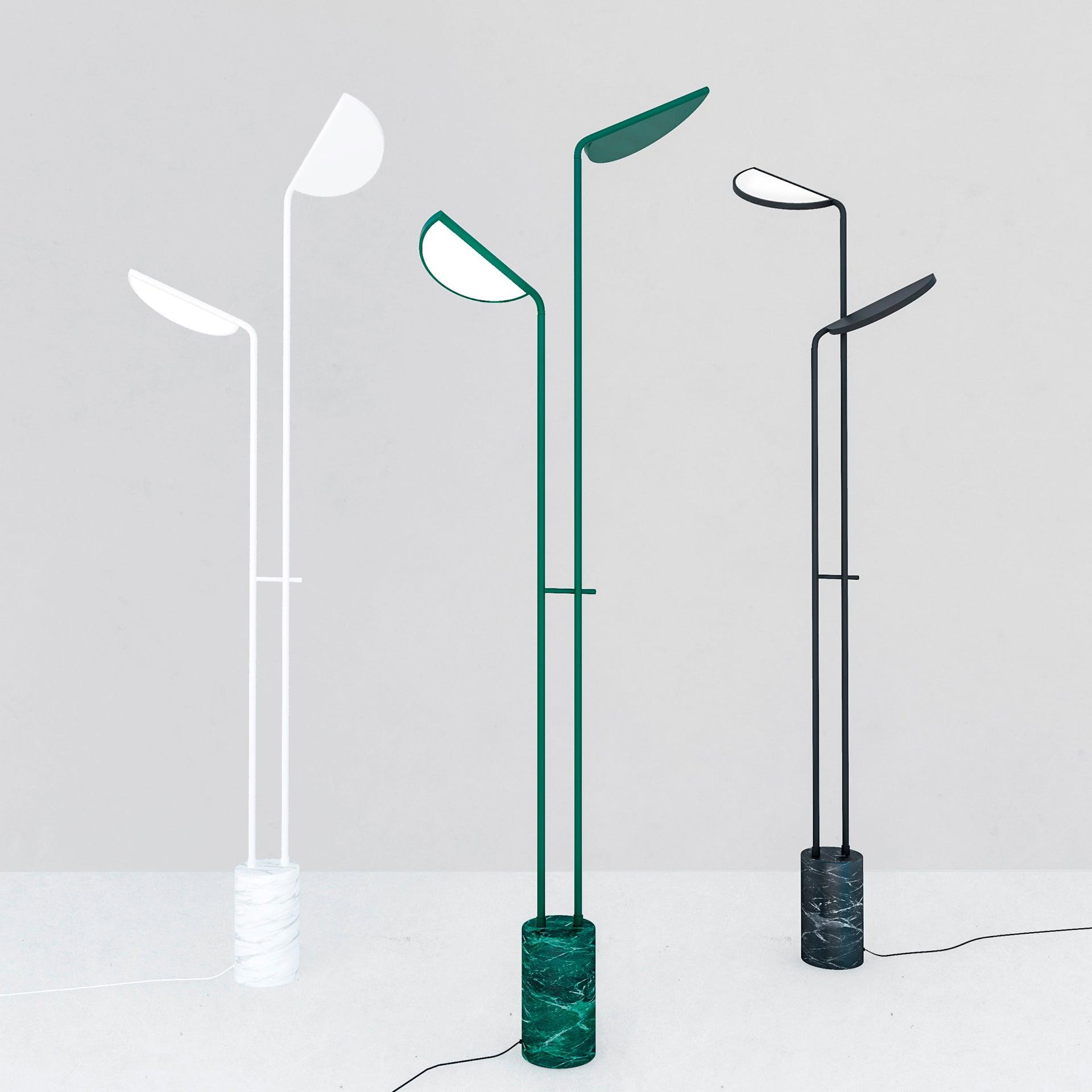 Modern Filo Floor Lamp with Black Marble Base and Rotatable Leaf Design LED Light