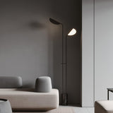 Modern Filo Floor Lamp with Black Marble Base and Rotatable Leaf Design LED Light