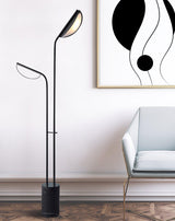 Modern Filo Floor Lamp with Black Marble Base and Rotatable Leaf Design LED Light