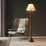Elegant Solid Wood Uplight Floor Lamp with Fabric Shade and Metal Accents