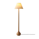 Elegant Solid Wood Uplight Floor Lamp with Fabric Shade and Metal Accents