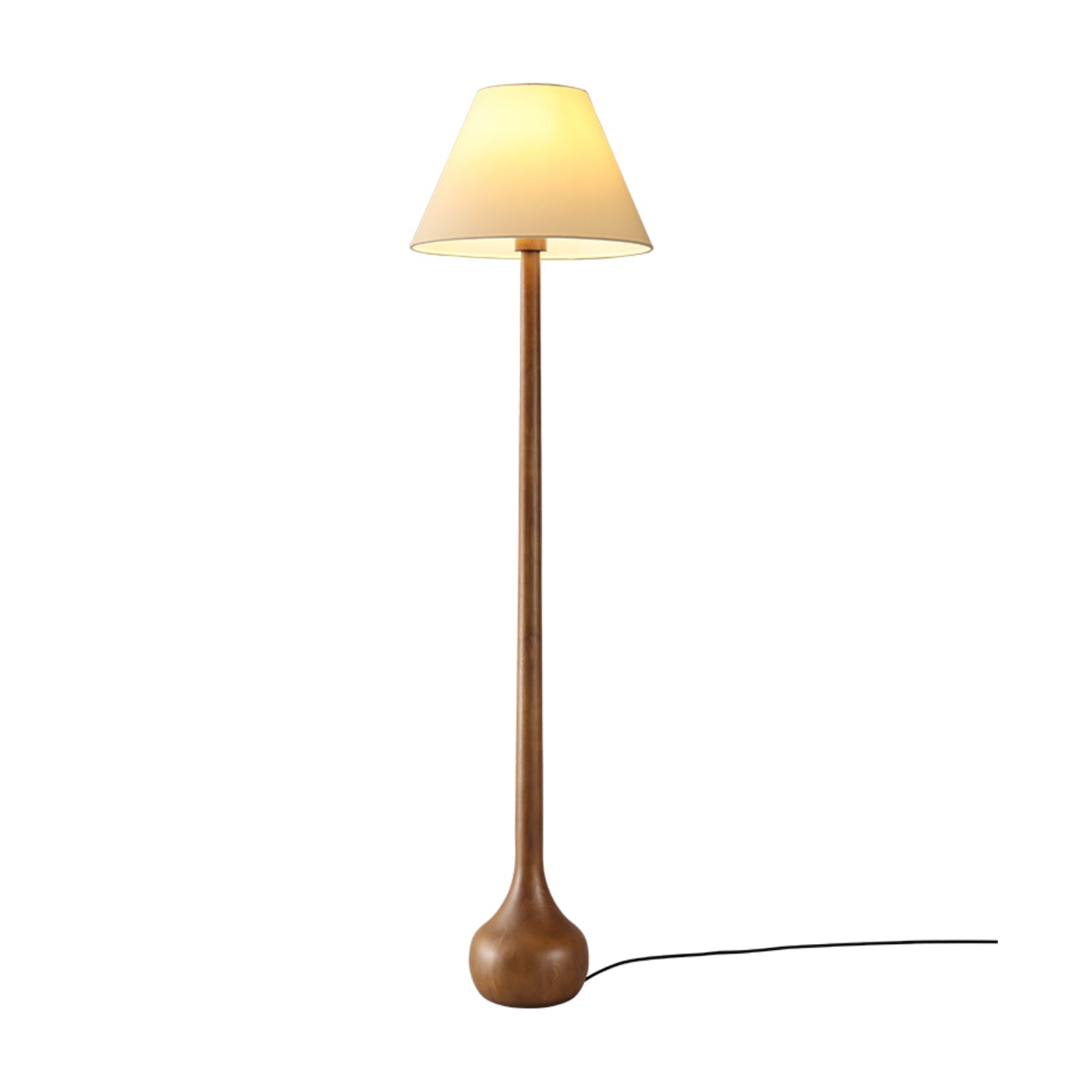 Elegant Solid Wood Uplight Floor Lamp with Fabric Shade and Metal Accents