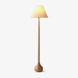 Elegant Solid Wood Uplight Floor Lamp with Fabric Shade and Metal Accents