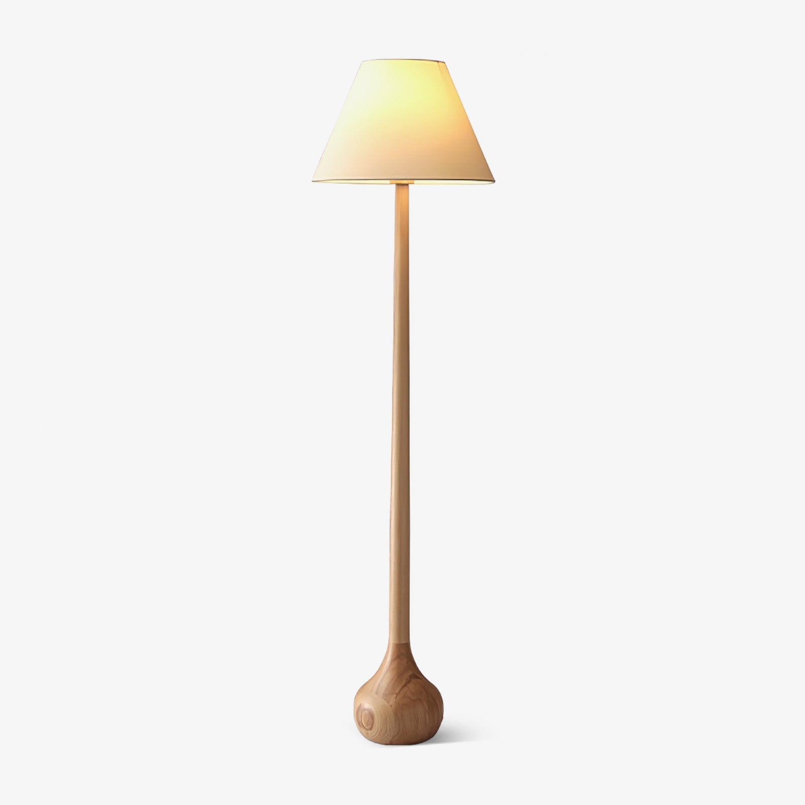 Elegant Solid Wood Uplight Floor Lamp with Fabric Shade and Metal Accents