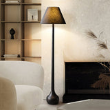 Elegant Solid Wood Uplight Floor Lamp with Fabric Shade and Metal Accents