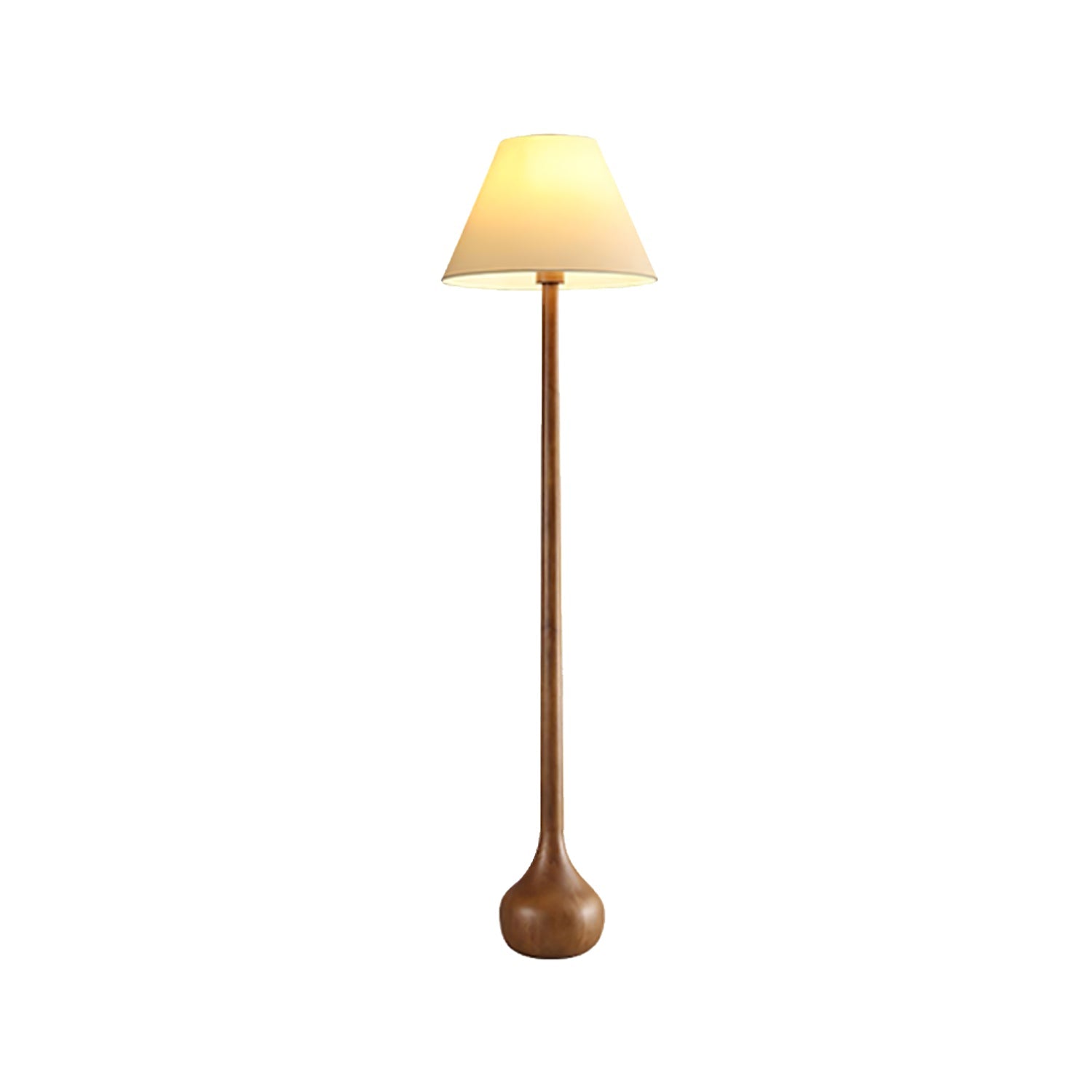 Elegant Solid Wood Uplight Floor Lamp with Fabric Shade and Metal Accents