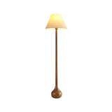 Elegant Solid Wood Uplight Floor Lamp with Fabric Shade and Metal Accents