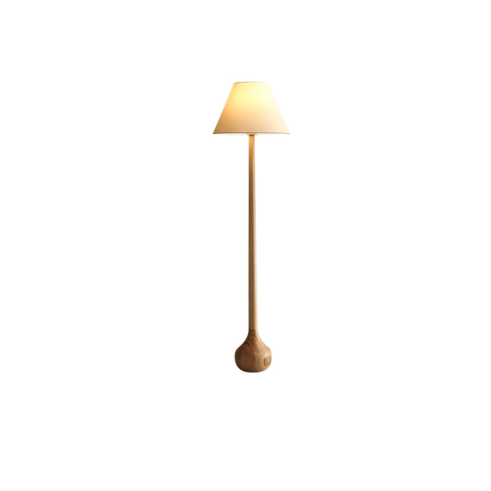 Elegant Solid Wood Uplight Floor Lamp with Fabric Shade and Metal Accents