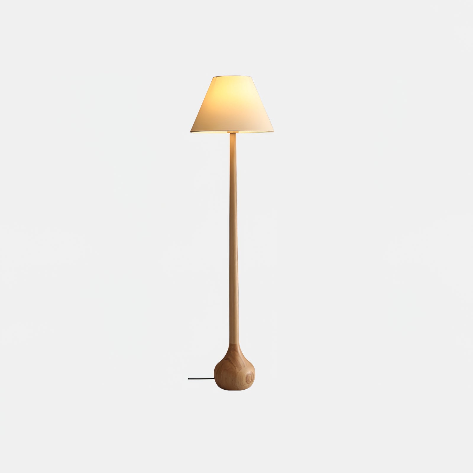 Elegant Solid Wood Uplight Floor Lamp with Fabric Shade and Metal Accents