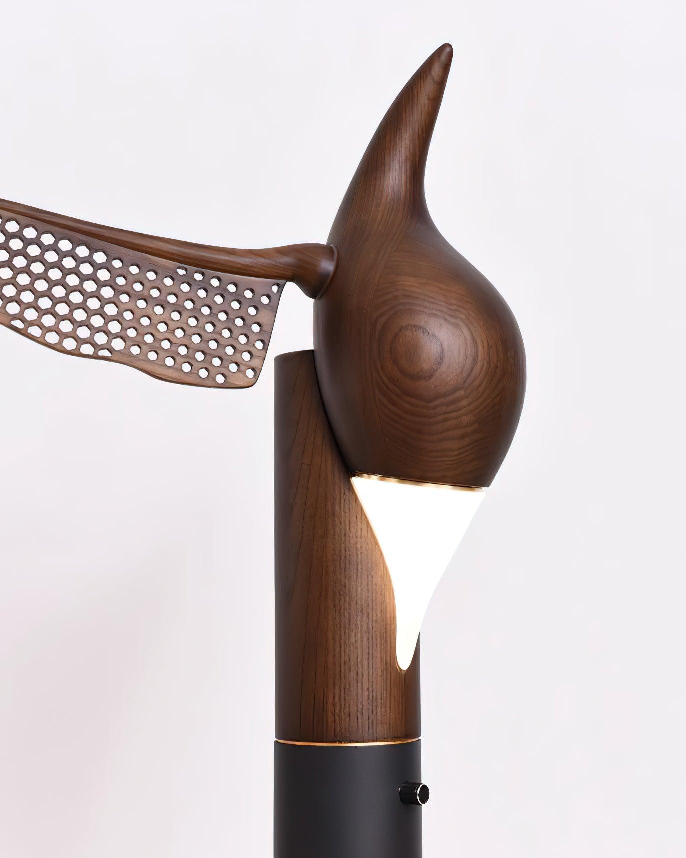 Fire Dancer Sculptural LED Table Lamp Modern Wood and Metal Designer Task Light for Interiors