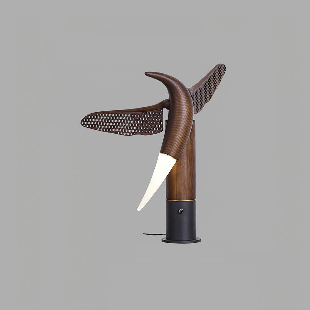 Fire Dancer Sculptural LED Table Lamp Modern Wood and Metal Designer Task Light for Interiors