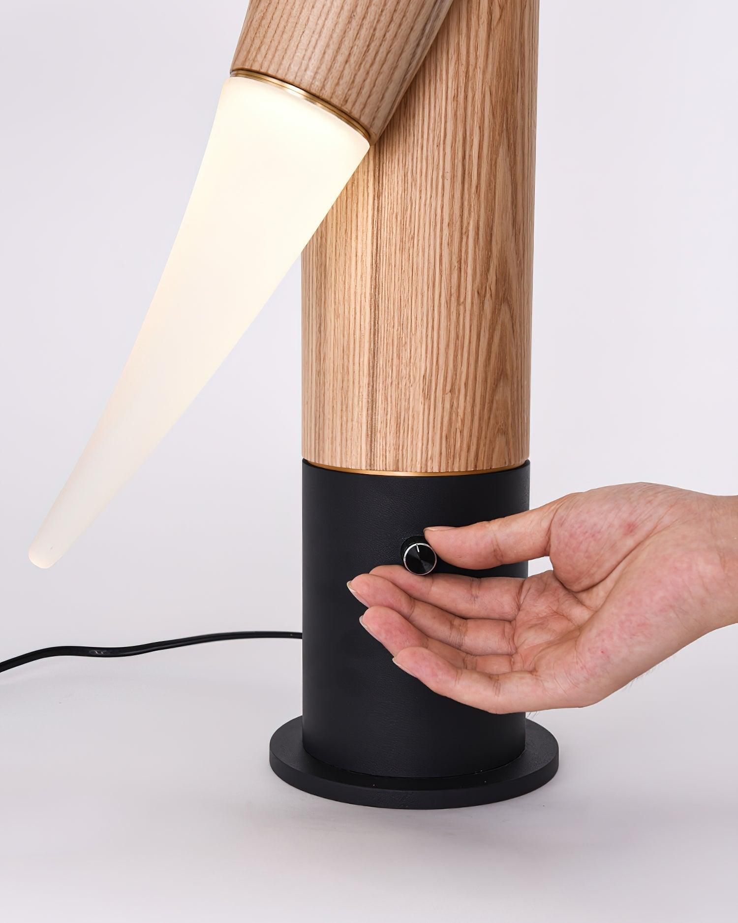 Fire Dancer Sculptural LED Table Lamp Modern Wood and Metal Designer Task Light for Interiors