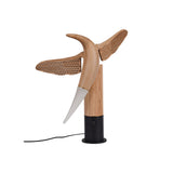 Fire Dancer Sculptural LED Table Lamp Modern Wood and Metal Designer Task Light for Interiors