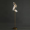Modern Gold Sculptural Flame Floor Lamp with Integrated LED Acrylic Shades
