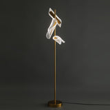Modern Gold Sculptural Flame Floor Lamp with Integrated LED Acrylic Shades