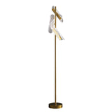 Modern Gold Sculptural Flame Floor Lamp with Integrated LED Acrylic Shades