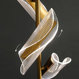 Modern Gold Sculptural Flame Floor Lamp with Integrated LED Acrylic Shades