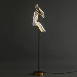 Modern Gold Sculptural Flame Floor Lamp with Integrated LED Acrylic Shades