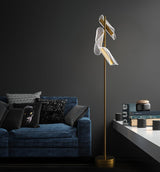Modern Gold Sculptural Flame Floor Lamp with Integrated LED Acrylic Shades