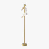 Modern Gold Sculptural Flame Floor Lamp with Integrated LED Acrylic Shades