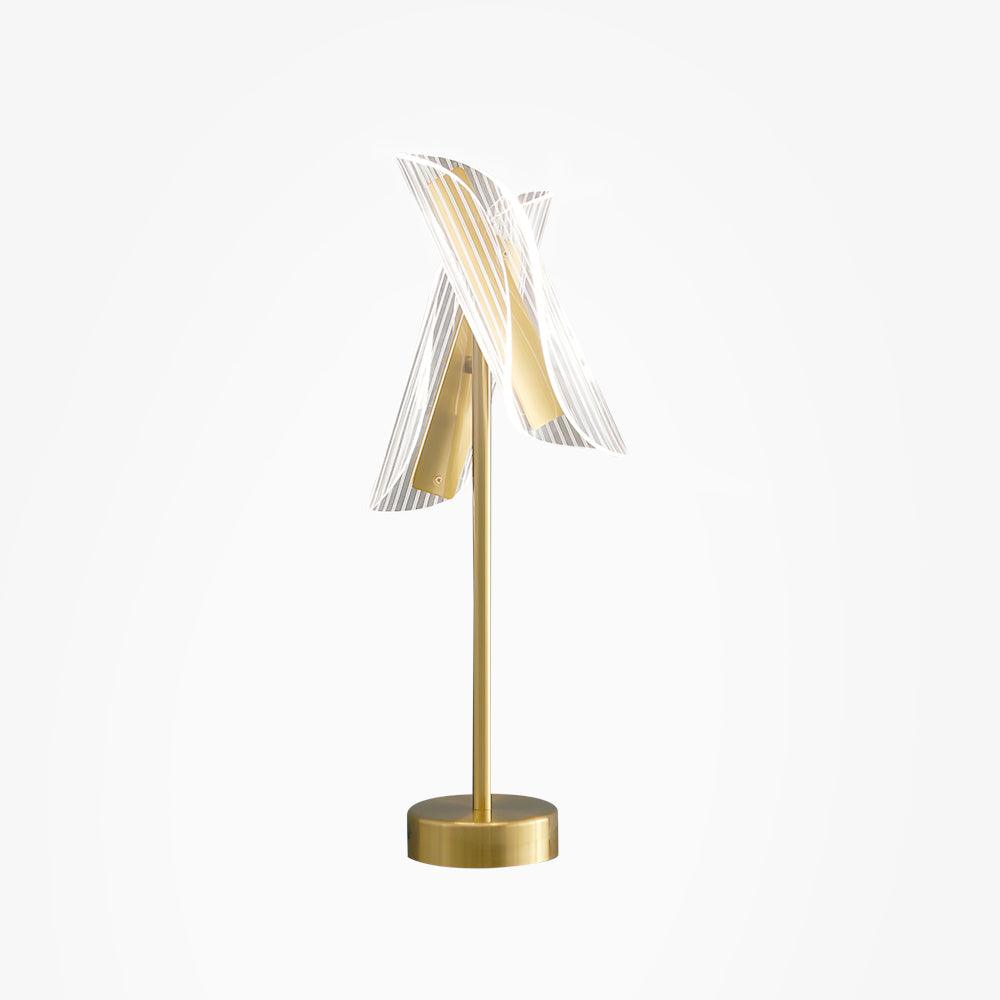 Modern Flame Shaped Acrylic Table Lamp with Gold Metal Base and Integrated LED