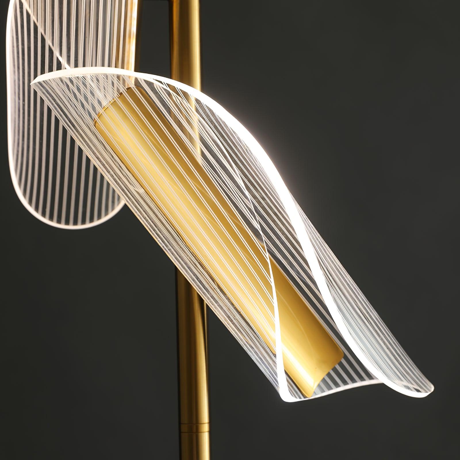 Modern Flame Shaped Acrylic Table Lamp with Gold Metal Base and Integrated LED