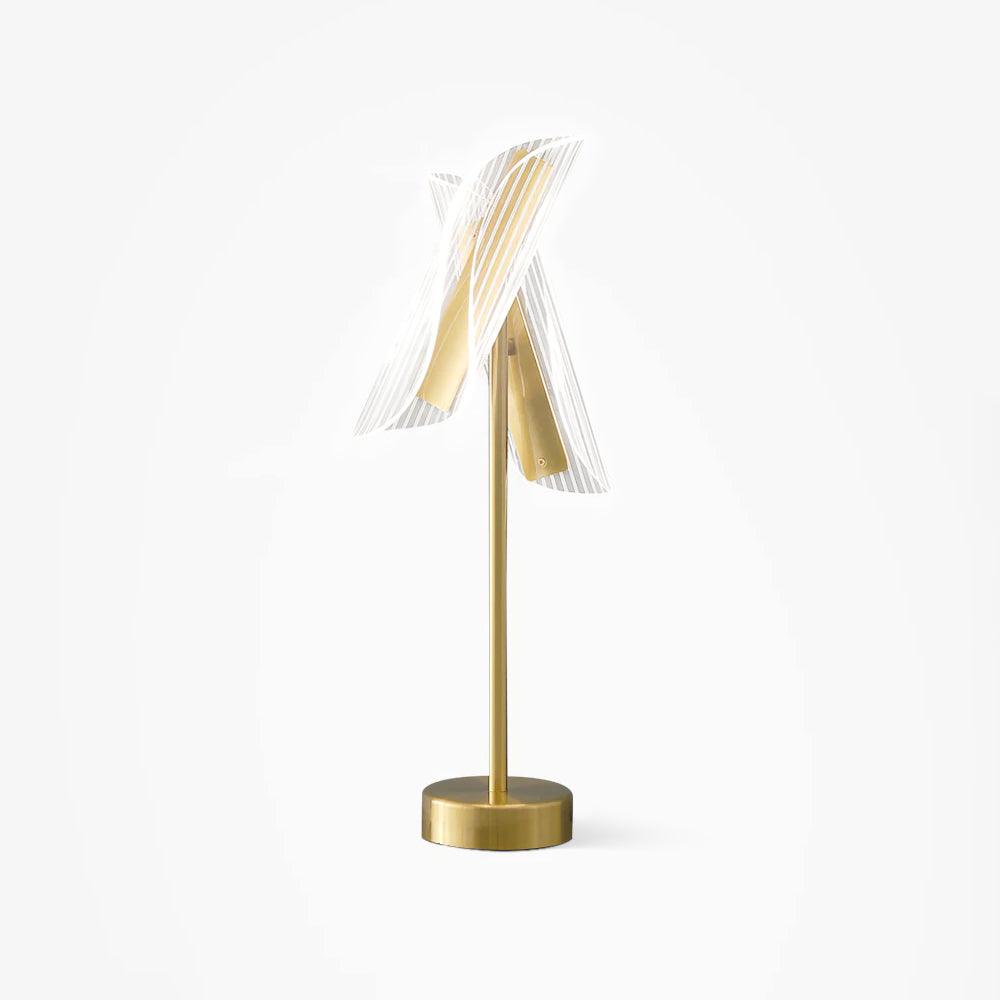 Modern Flame Shaped Acrylic Table Lamp with Gold Metal Base and Integrated LED