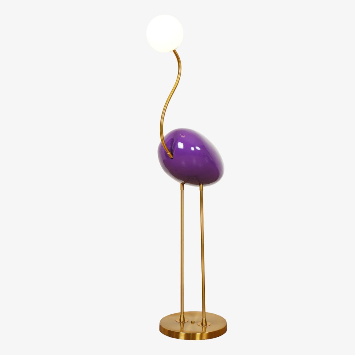 Elegant Flamingo Sculpture Standing Light with Frosted Glass Shade for Modern Interiors