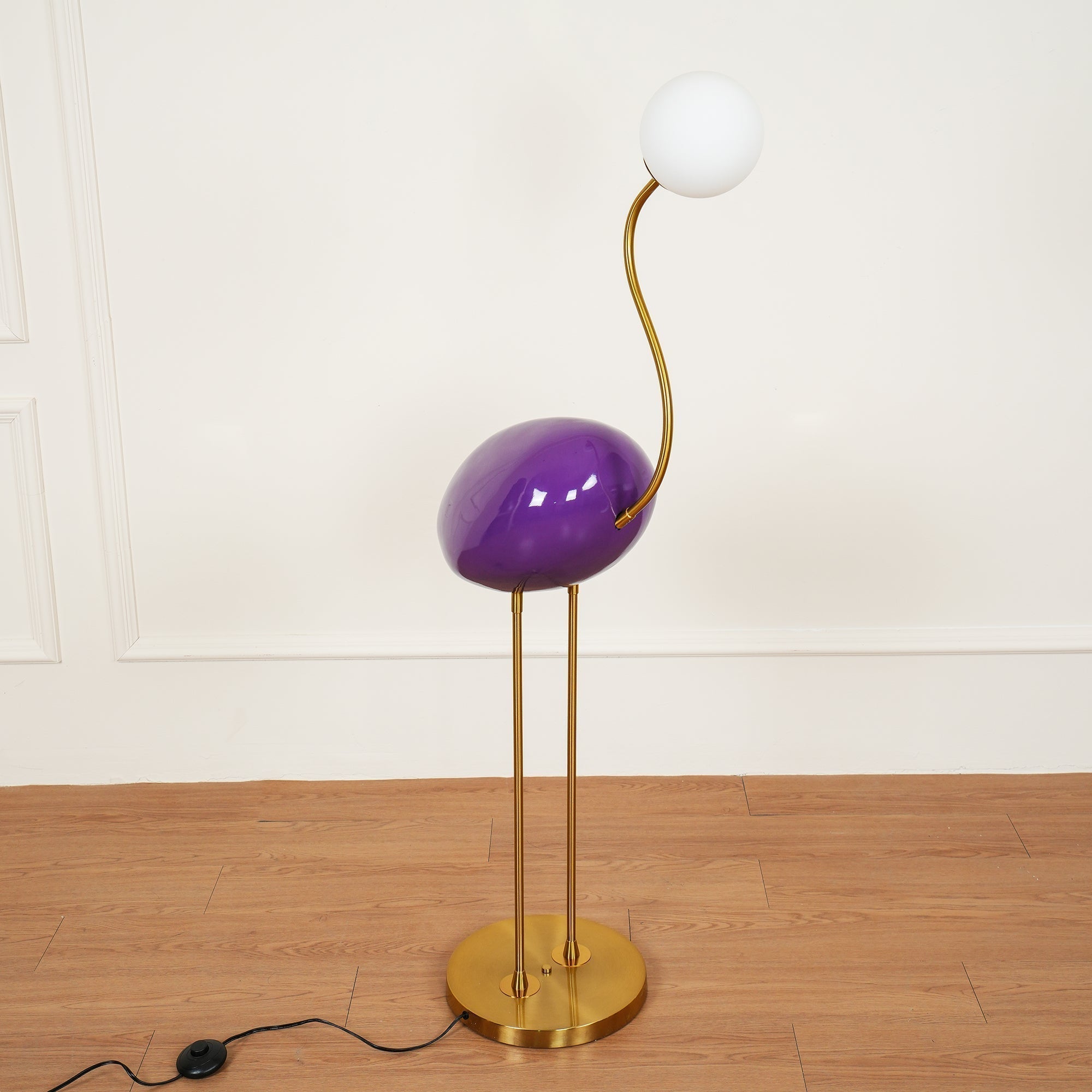 Elegant Flamingo Sculpture Standing Light with Frosted Glass Shade for Modern Interiors