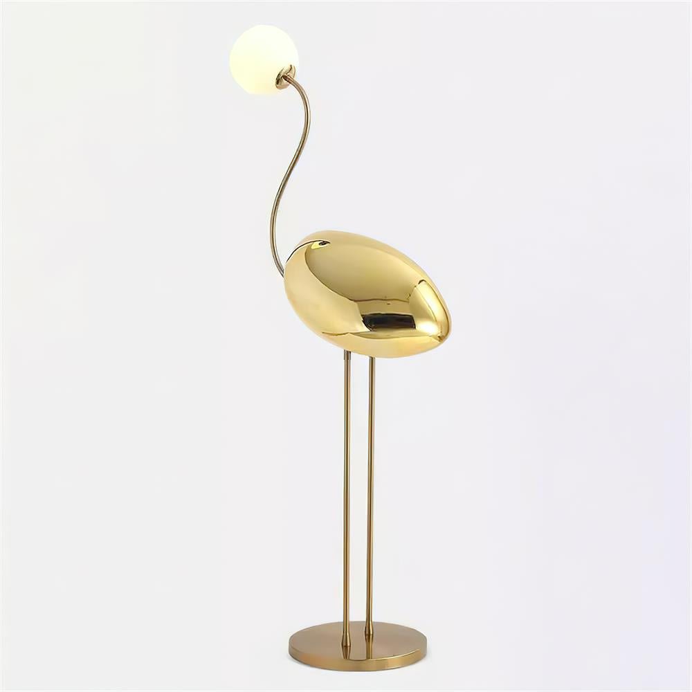 Elegant Flamingo Sculpture Standing Light with Frosted Glass Shade for Modern Interiors