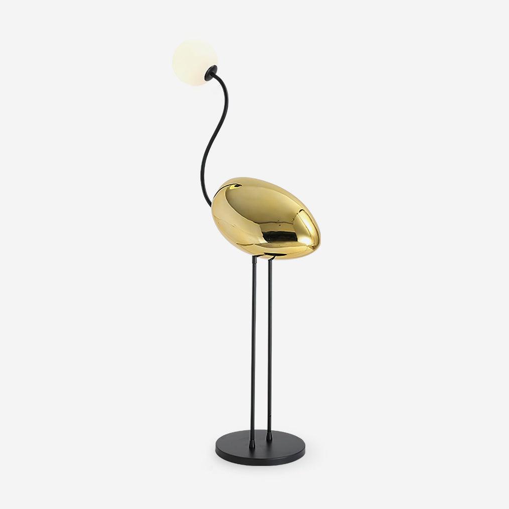 Elegant Flamingo Sculpture Standing Light with Frosted Glass Shade for Modern Interiors