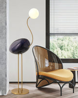 Elegant Flamingo Sculpture Standing Light with Frosted Glass Shade for Modern Interiors