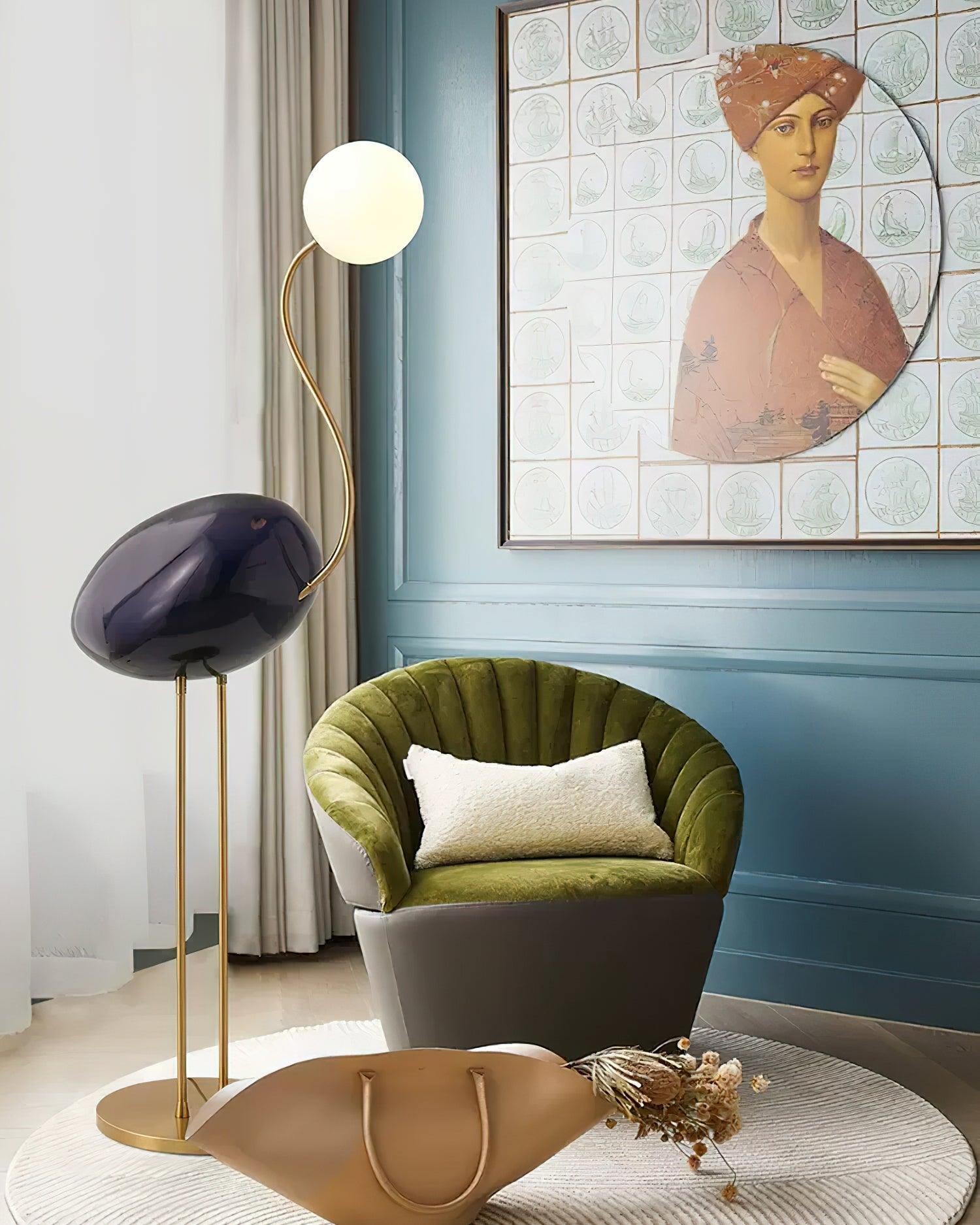 Elegant Flamingo Sculpture Standing Light with Frosted Glass Shade for Modern Interiors