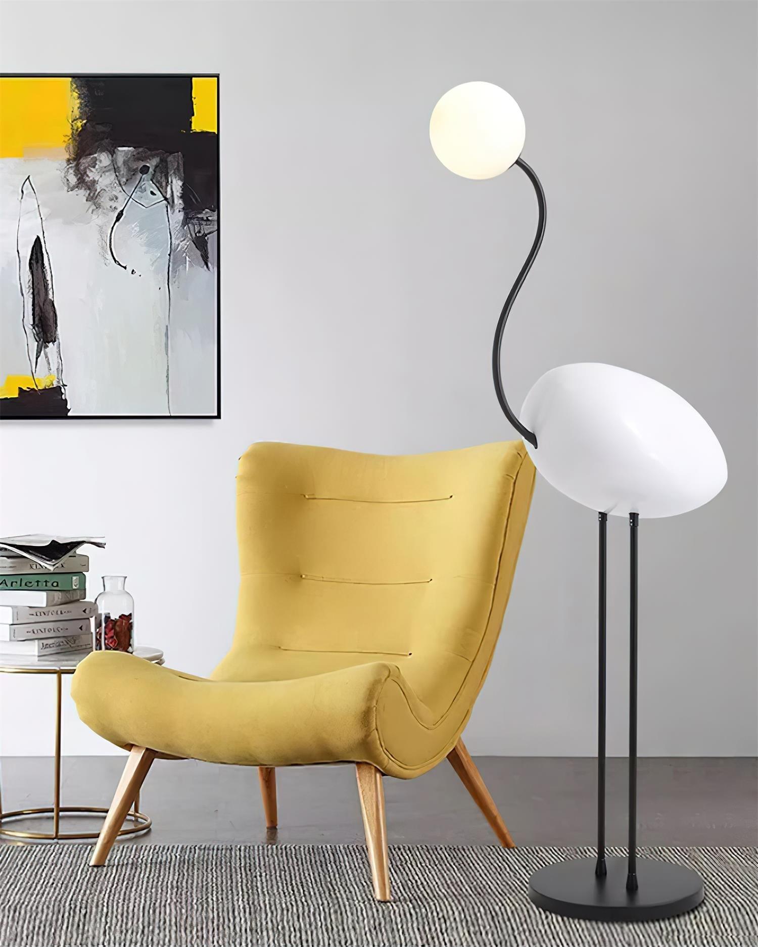 Elegant Flamingo Sculpture Standing Light with Frosted Glass Shade for Modern Interiors