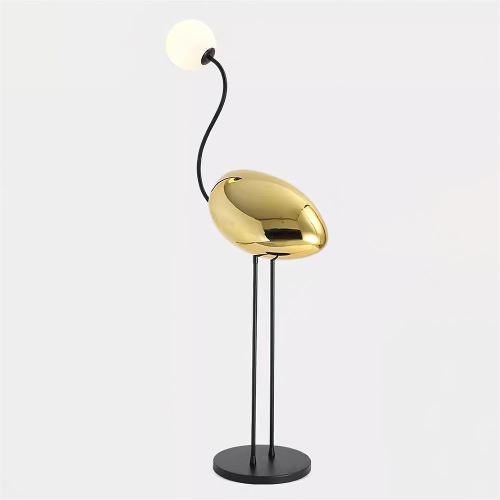 Elegant Flamingo Sculpture Standing Light with Frosted Glass Shade for Modern Interiors