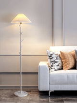 Flapper Elegant Standing Floor Lamp with Marble Base and Fabric Shade