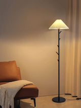 Flapper Elegant Standing Floor Lamp with Marble Base and Fabric Shade
