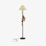 Flapper Elegant Standing Floor Lamp with Marble Base and Fabric Shade
