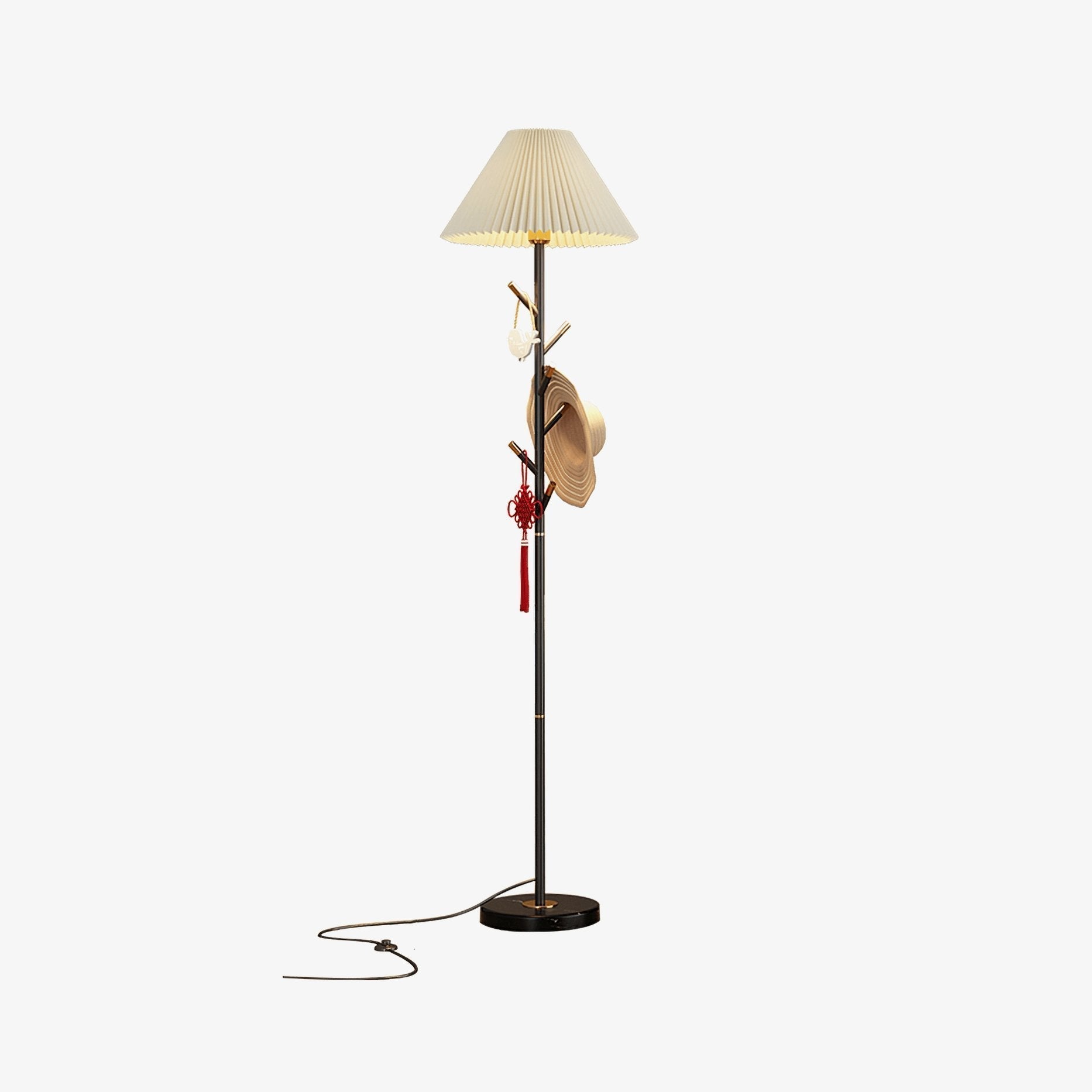 Flapper Elegant Standing Floor Lamp with Marble Base and Fabric Shade