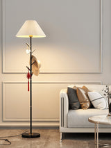 Flapper Elegant Standing Floor Lamp with Marble Base and Fabric Shade