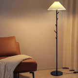 Flapper Elegant Standing Floor Lamp with Marble Base and Fabric Shade