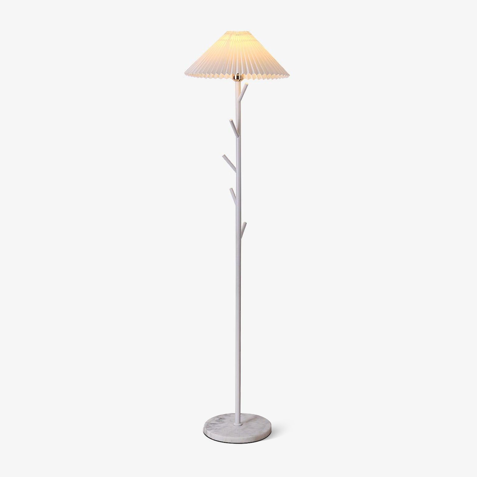 Flapper Elegant Standing Floor Lamp with Marble Base and Fabric Shade