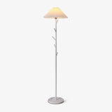 Flapper Elegant Standing Floor Lamp with Marble Base and Fabric Shade