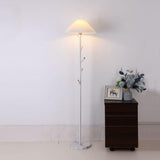 Flapper Elegant Standing Floor Lamp with Marble Base and Fabric Shade