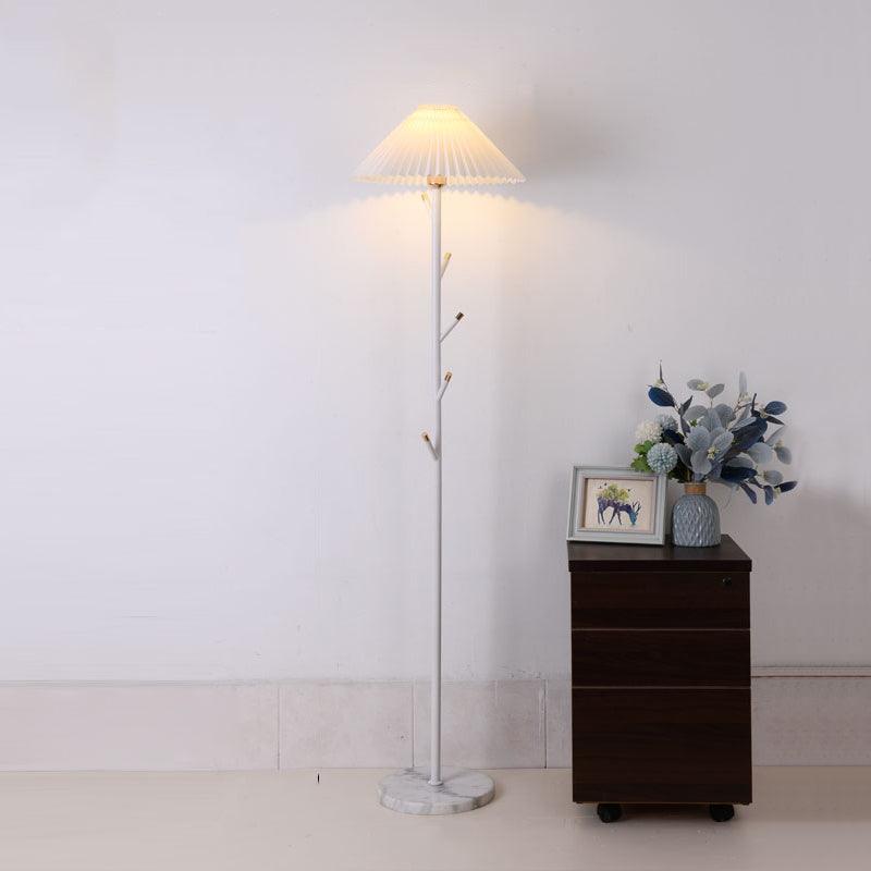 Flapper Elegant Standing Floor Lamp with Marble Base and Fabric Shade